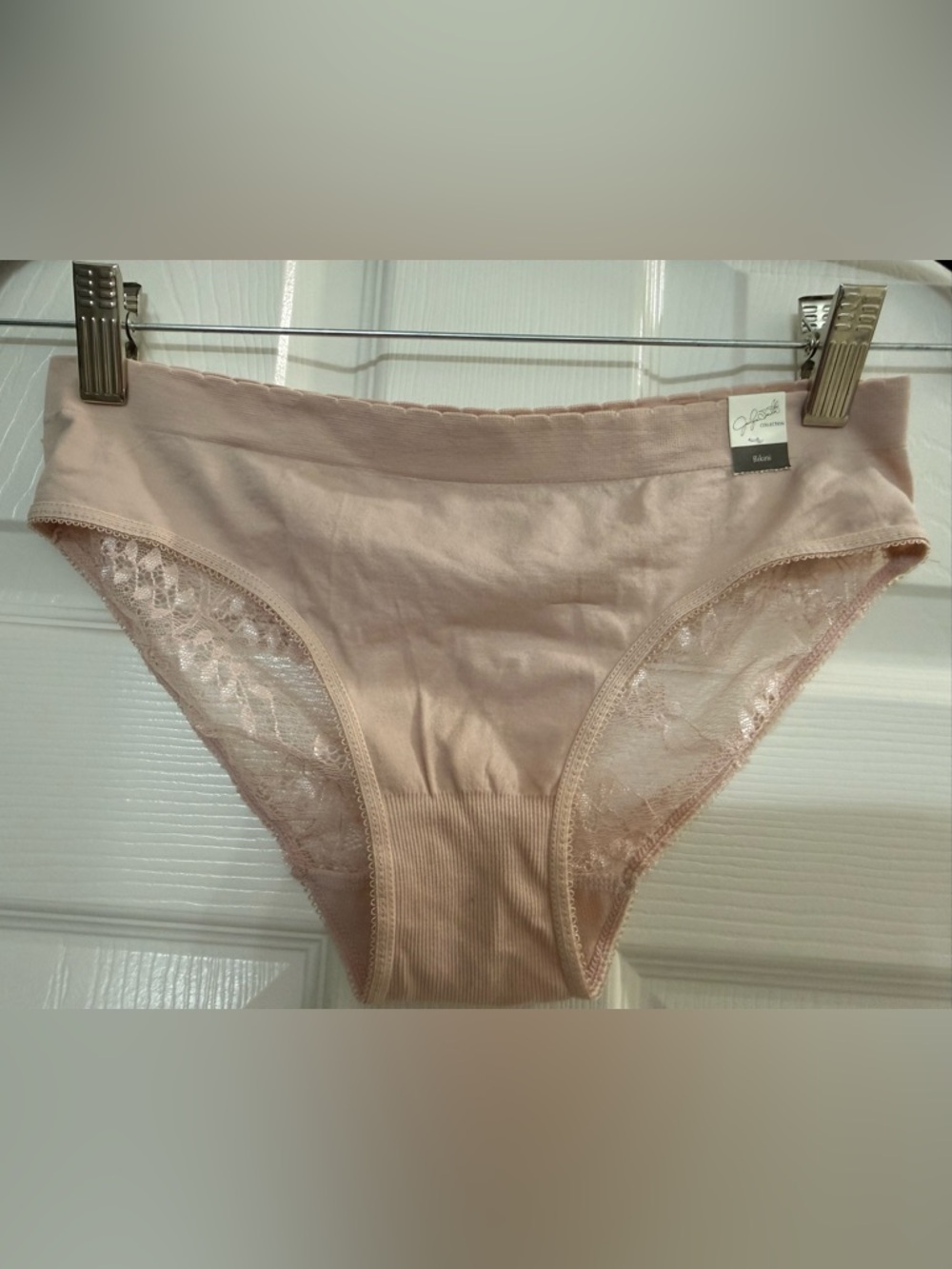 NWT:  Women's Lace-Trim High-Rise Briefs in Nude/pale pink